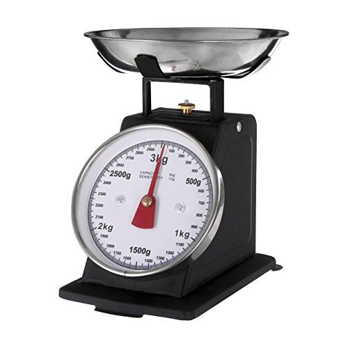 PREMIER Housewares  Bilancia da Cucina in Acciaio Inossidabile, 3 kg, Nero Opaco, mechanical