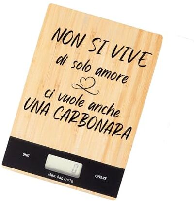 Generico Non si vive di solo Amore ci vuole Anche una Carbonara" Bilancia Da Cucina Personalizzata Idea Regalo Festa Mamma Nonna Natale Compleanno pesare ingredienti fino a 5kg Cibo precisa elettronica