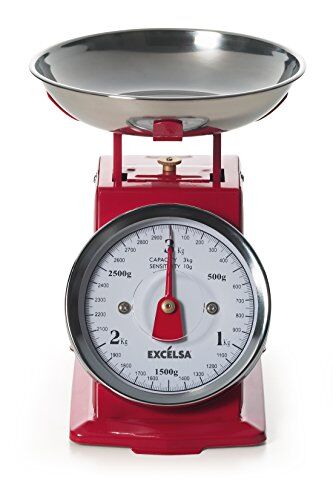 Excelsa Vintage Bilancia Meccanica, Acciaio Inox, Rosso, Sensibilità: 3 kg/10 g, Inossidabile, Rossa