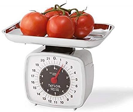 Taylor Bilancia da Cucina Meccanica, ad Alta Precisione con Funzione "Add and Weigh", Bianco Cromato e Finitura Argento, Portata Massima 10 kg