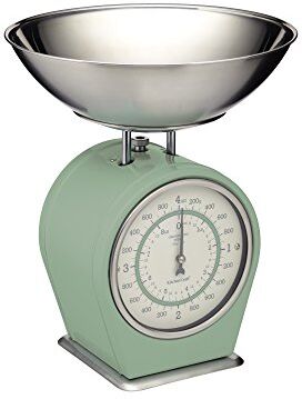 KitchenCraft Living Nostalgia Bilancia da Cucina Meccanica, 4 kg (8 lbs) Verde Salvia