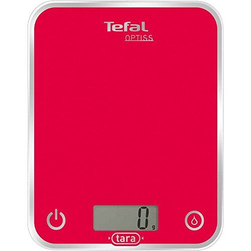 Tefal BC5003 Optiss Glass Bilancia da Cucina Elettronica, Acciaio, Rosso