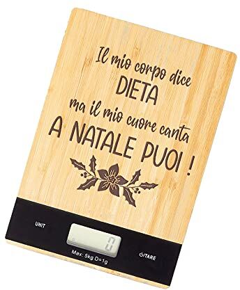 Generico Bilancia Da Cucina Personalizzata Idea Regalo Natale per pesare ingredienti fino a 5kg Cucina Cibo Festa Mamma Nonna Compleanno Pranzo Cena Famiglia Dieta precisa elettronica Display LCD Natalizia 4