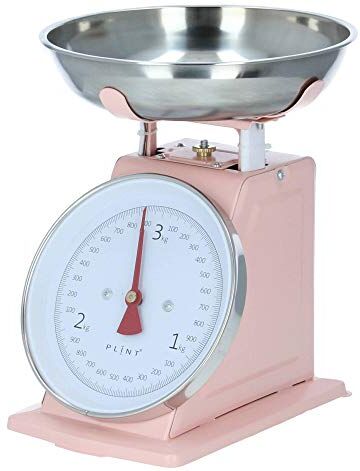 Plint Bilancia da cucina vintage retrò meccanica di fascia alta in metallo color rosa pastello   3kg precisione 10g   Prodotto in Danimarca