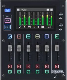 Boss Gigcaster 5 Audio Streaming Mixer Compatto a 5 Canali con Ingresso Diretto per Chitarra/Basso   2 Ingressi Microfonici XLR   Ingresso Stereo di Linea   8 Pad per gli Effetti Sonori