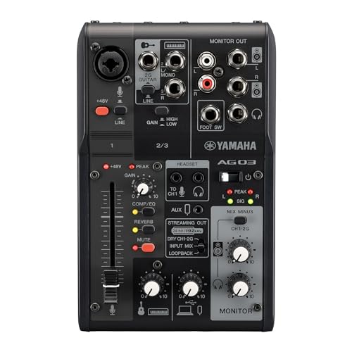 Yamaha Black 3-Channel Live Streaming Mixer/USB Interface for IOS/Mac/PC