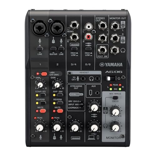 Yamaha Nero 6-Channel Live Streaming Mixer/Interfaccia USB per IOS/Mac/PC