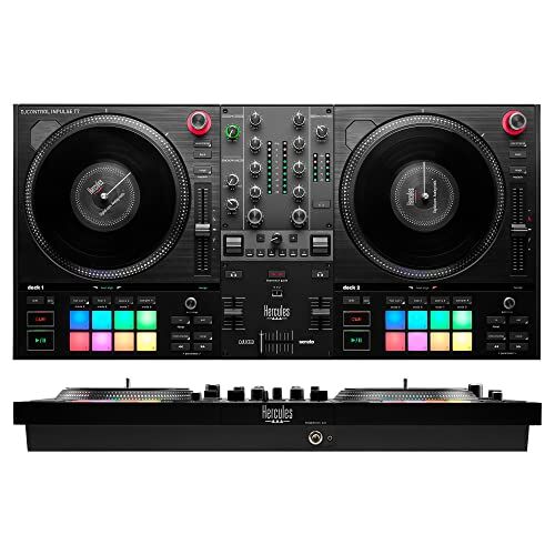 Hercules DJControl Inpulse T7, Consolle per DJ, 2 piatti motorizzati, Replica disco in vinile separato, Software incluso Serato DJ Lite e DJUCED