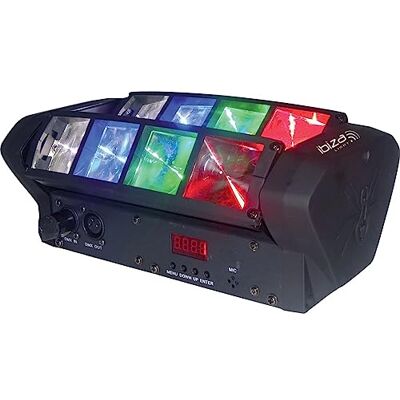 Ibiza LED8-MINI Mini-spider con effetto luce RGBB e 4 faretti dinamici Nero Ibiza LED8-MINI Mini-spider con effetto luce RGBB e 4 faretti dinamici Nero