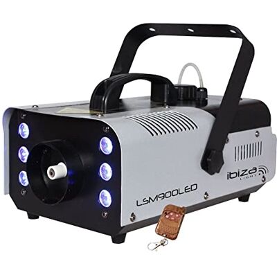 Ibiza LSM900LED Macchina della nebbia da 900W con LED RGB integrati e controllo DMX e telecomando Nero Ibiza LSM900LED Macchina della nebbia da 900W con LED RGB integrati e controllo DMX e telecomando Nero