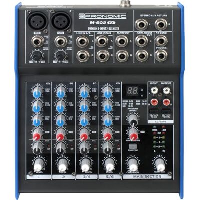 Mixer Pronomic M-602FX - Effetti digitali a 24 bit - 4 canali Mixer Pronomic M-602FX - Effetti digitali a 24 bit - 4 canali