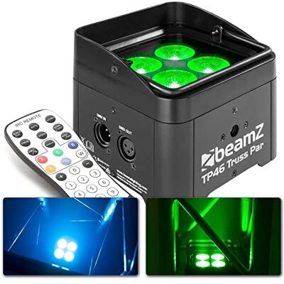 beamz TP 46 Truss Faretto Par Uplight, 4 LED 4in1 da 4W, Mix Luci RGB-UV, 3, 4-1, 4 o 8 Canali DMX, DMX e Modalità Standalone, Dimmer 0-100%, 9 Canali DMX, Funzione Master/Slave beamz TP 46 Truss Faretto Par Uplight, 4 LED 4in1 da 4W, Mix Luci RGB-UV, 3, 4-1, 4 o 8 Canali DMX, DMX e Modalità Standalone, Dimmer 0-100%, 9 Canali DMX, Funzione Master/Slave