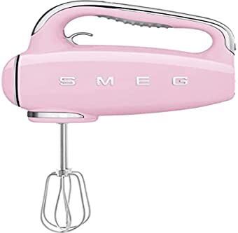 SMEG , Sbattitore Elettrico , 9 Livelli di Velocità, Funzione Turbo, Sistema di Avvio Smooth Start, 4 Fruste, 2 Ganci Impastatori e Avvolgicavo in Dotazione, 250W, Rosa