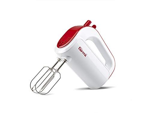 Girmi SB02 Sbattitore Elettrico, 170W, Sbattitori Inox per montare panna ed albumi, Funzione Turbo, Ganci Inox per impasti dolci e salati, 5 Velocità, Bianco/Rosso