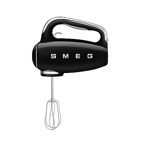 SMEG , Sbattitore Elettrico , 9 Livelli di Velocità, Funzione Turbo, Sistema di Avvio Smooth Start, 4 Fruste, 2 Ganci Impastatori e Avvolgicavo in Dotazione, 250W, Nero