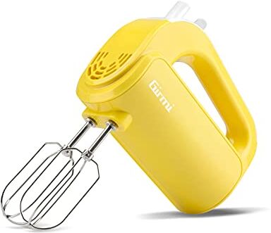 Girmi SB02 Sbattitore Elettrico, 170W, Sbattitori Inox per montare panna ed albumi, Funzione Turbo, Ganci Inox per impasti dolci e salati, 5 Velocità, Giallo