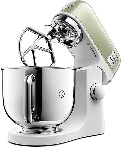 Kenwood kMix Editions  Robot da cucina, ciotola da 5 l, sistema di sicurezza Safe-Use, alloggiamento in metallo, 1000 Watt, con set di pasticceria da 3 pezzi e paraspruzzi, colore: Verde