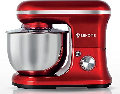 BEHOME Impastatrice Planetaria Professionale 5L Rosso   6 Velocità, 2 fruste e 1 gancio per impastare