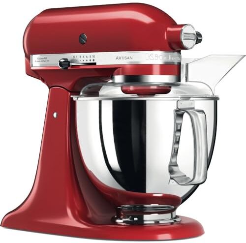 KitchenAid 5KSM175 Robot da cucina “Artisan”, rosso imperiale, in metallo, 4,8 l, 36 x 24 x 37 cm