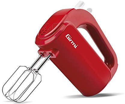 Girmi SB02 Sbattitore Elettrico, 170W, Sbattitori Inox per montare panna ed albumi, Funzione Turbo, Ganci Inox per impasti dolci e salati, 5 Velocità, Rosso