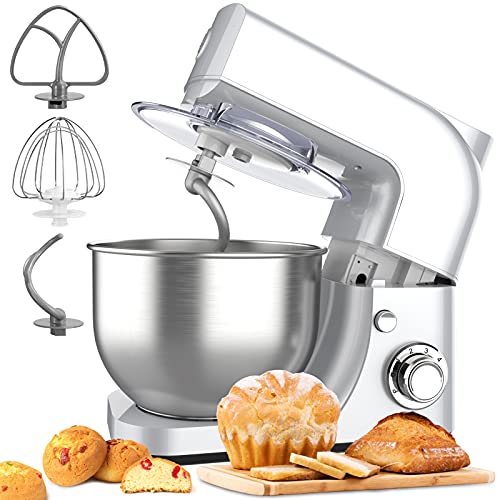 Vpcok Direct Impastatrice Planetaria Professionale Impastatrice Pizza 4,8L Planetaria Multifunzione con 6 Velocità e 3 Ganci Lbridi,Planetaria Multifunzione in Acciaio Inox per Diversi Impasti,Pizza,Pane,Frolla