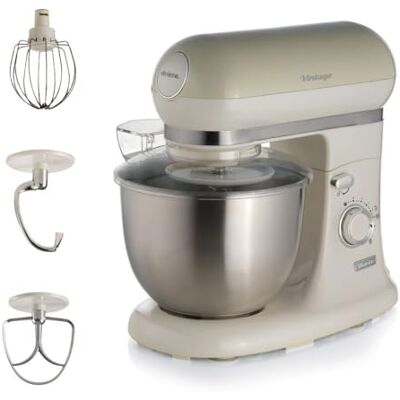 Ariete Impastatrice Vintage 1588, Planetaria per Pane, Pizza, Dolci e Pasticceria, Gancio, Frusta a Cuore e Frusta a Filo Inclusi, Capacità 5.5 Litri, 7 Velocità + Pulse, 1200W, Beige Ariete Impastatrice Vintage 1588, Planetaria per Pane, Pizza, Dolci e Pasticceria, Gancio, Frusta a Cuore e Frusta a Filo Inclusi, Capacità 5.5 Litri, 7 Velocità + Pulse, 1200W, Beige