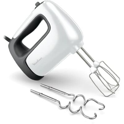 Moulinex Sbattitore Prep'Mix+, ideale per preparazioni leggere e pesanti, potente motore da 500 W, 5 velocità, impostazione Turbo, 2 fruste, 2 ganci per l'impasto, acciaio inox, Moulinex Sbattitore Prep'Mix+, ideale per preparazioni leggere e pesanti, potente motore da 500 W, 5 velocità, impostazione Turbo, 2 fruste, 2 ganci per l'impasto, acciaio inox,