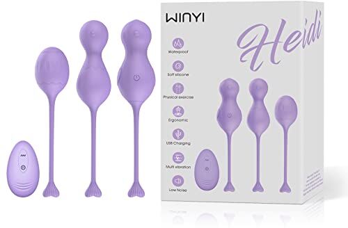 Generico PALLINE DI KEGEL ELETTRICHE "HEIDI" SET DA 3 CONTROLLO REMOTO NERO Palline di kegel vibranti per allenamento del pavimento pelvico, controllo remoto, set da 3, 10 stili di vibrazione