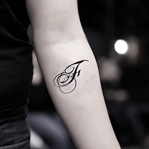 Generic Tatuaggi Temporanei Lettera F (2 Pezzi) OhMyTat