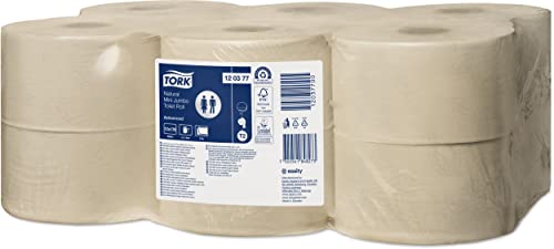 Tork Mini Jumbo rotolo di carta igienica naturale T2, qualità Advanced, 2 veli, 1 rotolo x 170 m,