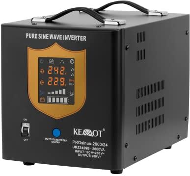 Kemot Alimentatore di emergenza PROsinus-2600 Inverter con onda sinusoidale pura e funzione di ricarica, nero