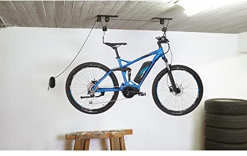 Fischer Supporto per biciclette ed e-bike, portata fino a 30 kg, sollevatore a soffitto con altezza fino a 4 m, meccanico