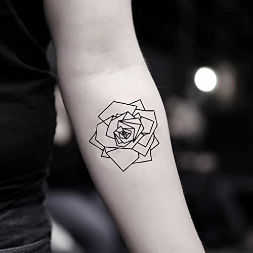 Generic Tatuaggi Temporanei Rosa geometrica (2 Pezzi) OhMyTat