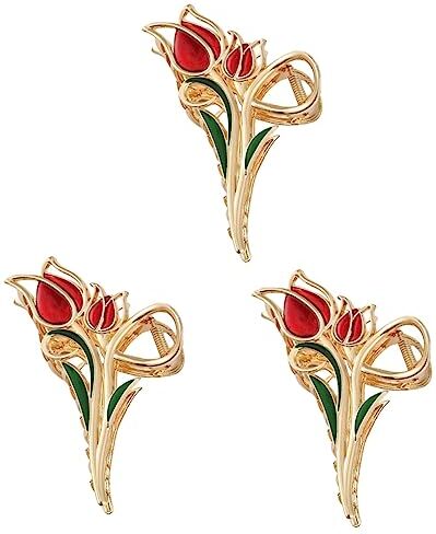 FRCOLOR 3 Pz Clip Di Squalo Fiore Quella Roba Estetica Da Ragazza Fermaglio Per a Tulipano Fermagli Per Molletta Per Con Fiore Di Tulipano Fiori Lega Denso Mancare