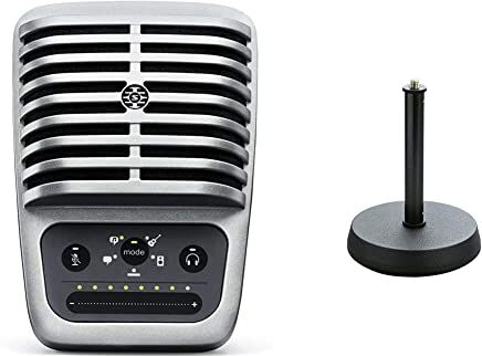 Shure MV51 Microfono condensatore digitale di grande diaframma con cavi USB, Lightning e USB-C-Modalità preimpostata da 5 DSP & König & Meyer Supporto da tavolo per microfoni