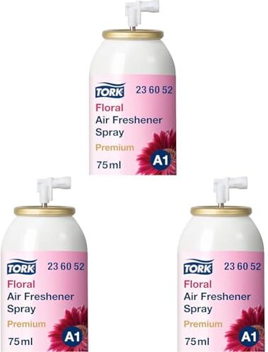 Tork Deodorante Spray Premium Floreale/Ricarica da 75 ml per dispenser, compatibile con sistema A1, numero di dosi: 3000 (Confezione da 3)