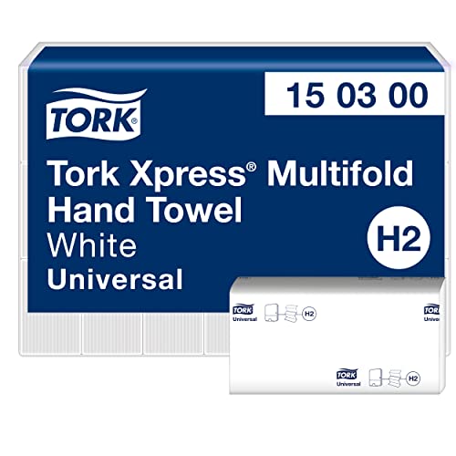 Tork Xpress Multifold Paper Hand Towels  H2 Asciugamani universali piegati per dispenser Grande, economico, 2 strati, bianco 21 x 160 fogli.
