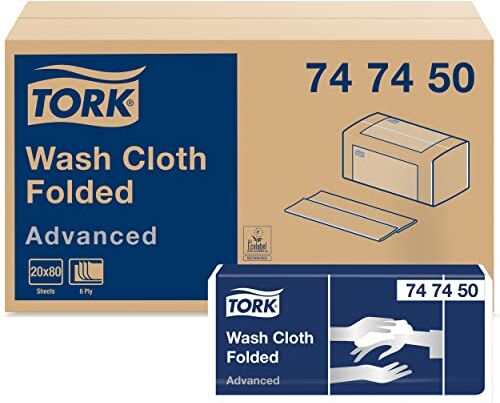 Tork Advanced Washcloth,folded,6-plywhite, 19x25 cm, H3, 1600 (20x80)/case, Bianco