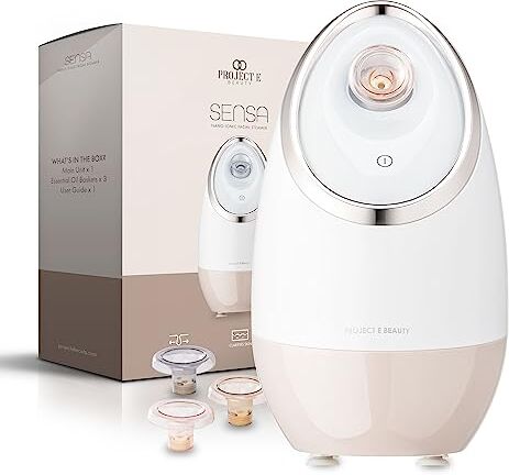 Pro-Ject Sensa Nano Ionic Facial Steamer   Pulizia profonda dei pori   Spray nebbia calda   Disintossicare e chiarire la carnagione   Idrata e idrata   Sauna per il viso a casa   con 3 cestini