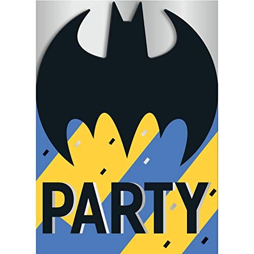Unique Foldover   Batman   8 Pz Inviti per feste Party-Confezione da 8, Grafica, Multicolore,