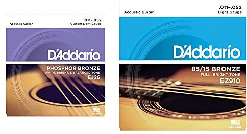 D'Addario EJ26 Set Corde Acustica EJ Phosphor BRZ RND WND & EZ910 Set Corde Acustica Ez Great American, Bronzo