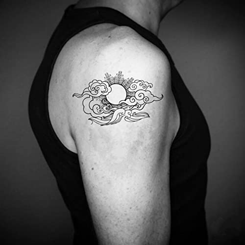 Generic Tatuaggi Temporanei Sole e nuvole (2 Pezzi) OhMyTat