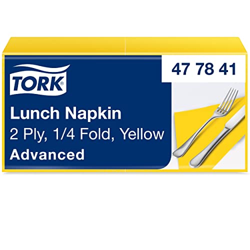 Tork Tovagliolo Lunch giallo Advanced, 2 veli, piegato in 4, 10 pacchi x 200 tovaglioli (2000 pz), 33 cm (lungh.) x 32,6 cm (largh.)