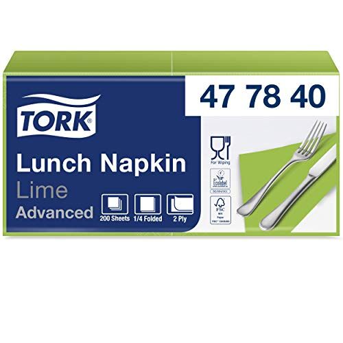 Tork Tovagliolo Lunch lime Advanced, 2 veli, piegato in 4, 10 pacchi x 200 tovaglioli (2000 pz), 33 cm (lungh.) x 32,6 cm (largh.)
