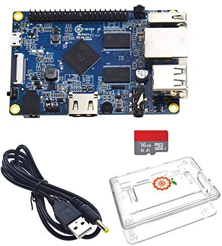 Sun Orange Pi PC SET Arancione Pi PC ABS Custodia Trasparente 4.0MM -1.7MM USB a DC cavo di alimentazione Fotocamera 2MP Fotocamera con obiettivo grandangolare (scheda+linea di