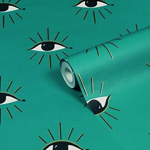 furn. Theia Abstract Eye Printed Wallpaper, Turquoise furn. Theia Abstract Eye Printed Wallpaper, Turquoise