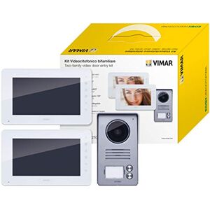 VIMAR Kit videocitofonico da parete con: 2 videocitofoni vivavoce a colori LCD 7" con tastiera capacitiva, targa audiovideo 2 pulsanti, 2 alimentatori, completo di staffe per il fissaggio VIMAR Kit videocitofonico da parete con: 2 videocitofoni vivavoce a colori LCD 7" con tastiera capacitiva, targa audiovideo 2 pulsanti, 2 alimentatori, completo di staffe per il fissaggio