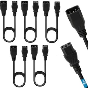 Waytex 5 cavi di prolunga, alimentazione elettrica da 3,00 m, IEC C13 a C14, per PC, computer, schermo, inverter, stampante, videoproiettore ed elettrodomestici Waytex 5 cavi di prolunga, alimentazione elettrica da 3,00 m, IEC C13 a C14, per PC, computer, schermo, inverter, stampante, videoproiettore ed elettrodomestici