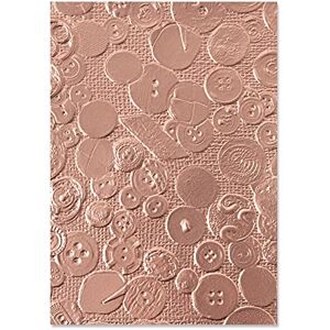 Sizzix 3-D Textured Impressions Embossing Folder Bottoni vintage di Eileen Hull, Sizzix 3-D Textured Impressions Embossing Folder Bottoni vintage di Eileen Hull,