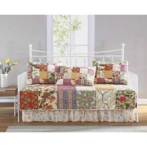 Set copripiumino patchwork floreale Chezmoi Collection Delaney da 5 pezzi - Quilt, federe, cornice Set copripiumino patchwork floreale Chezmoi Collection Delaney da 5 pezzi - Quilt, federe, cornice